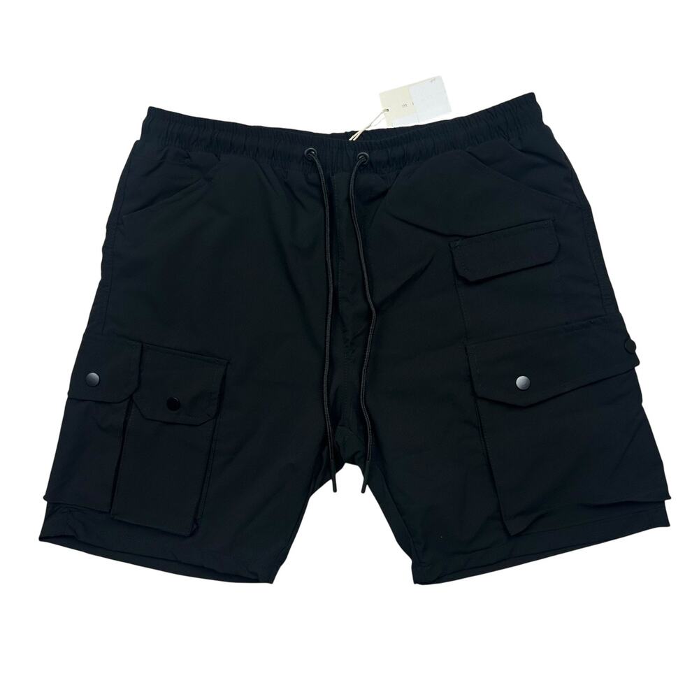 MNML Triple Pocket Cargo Shorts Mens XL Black Tactical Utility Streetwear NWT